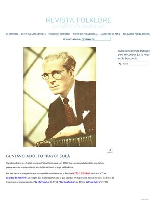 RUBEN ALBERTO BENEGAS: Gustavo Adolfo “Payo” Solá – Revista Folklore