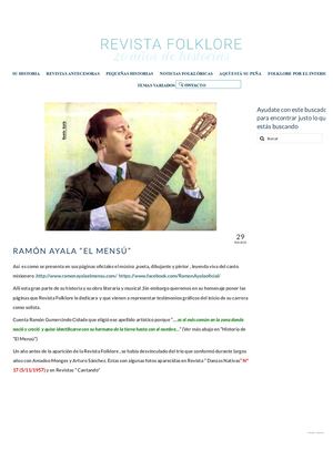 RUBEN ALBERTO BENEGAS: Ramón Ayala “El Mensú” – Revista Folklore