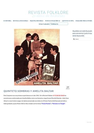 RUBEN ALBERTO BENEGAS: Quinteto Sombras Y Amelita Baltar – Revista Folklore