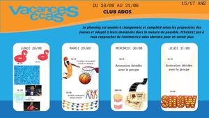 Club Ados 1517 Ans Du 28 Au 31 Aout 2023
