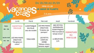 Emploi Du Temps Mini Club 3 6 Ans Du 28 Aout Au 01 Septembre