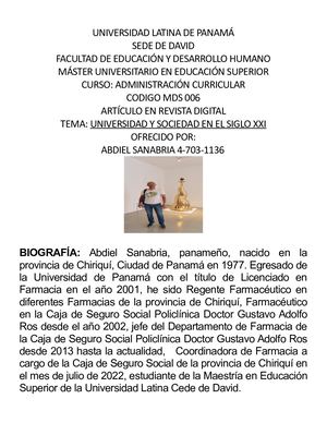 Administarcion Del Currículo Articulo Para Revista