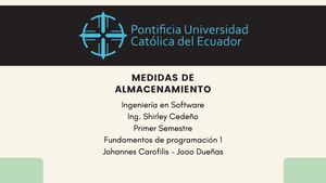 Medidas De Almacenamiento