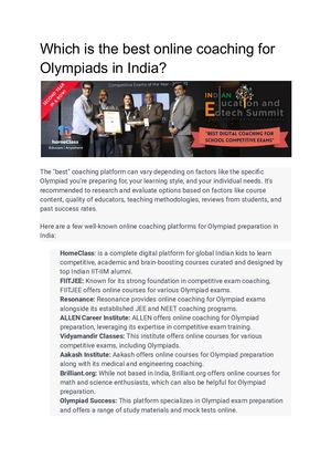 Olympiad Preparation