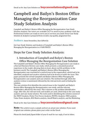 Campbell And Bailyn's Boston Office Managing The Reorganization Case Study Solution Analysis