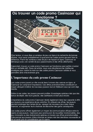 Où trouver un code promo Casinozer qui fonctionne ?