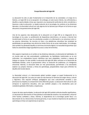 Ensayo Educación Del Siglo Xxi