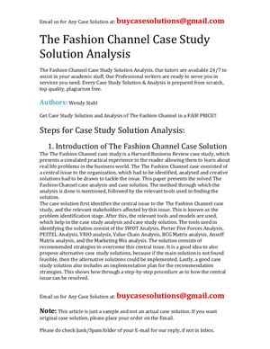 The Fashion Channel Case Study Solution Analysis