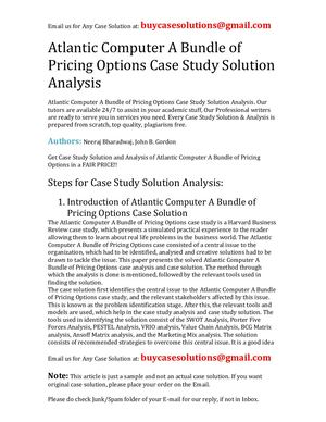 Atlantic Computer A Bundle Of Pricing Options Case Study Solution Analysis