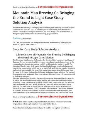 Mountain Man Brewing Co Bringing The Brand To Light Case Study Solution Analysis