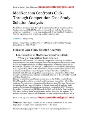 MedNet Com Confronts Click Through Competition Case Study Solution Analysis