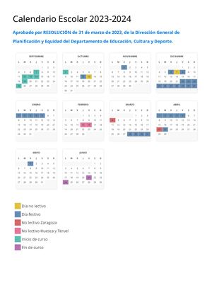 Calendario Escolar 2023 2024