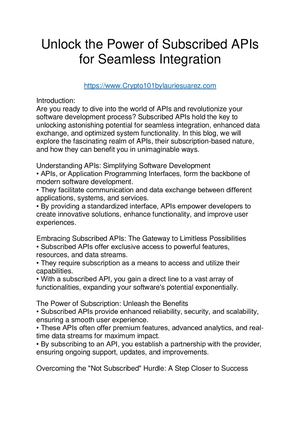 Calaméo - Unlock The Power Of Subscribed Apis For Seamless Integration