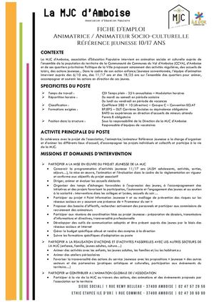 2023 Offre De Poste Anim Ref Jeunesse