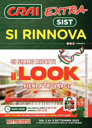 Volantino Crai Extra Fiume Veneto dal 2 al 9 settembre