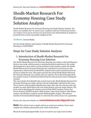 Shodh Market Research For Economy Housing Case Study Solution Analysis