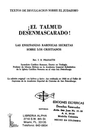 ¡EL TALMUD DESENMASCARADO!