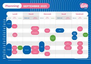 La Bulle Planning Septembre 2023