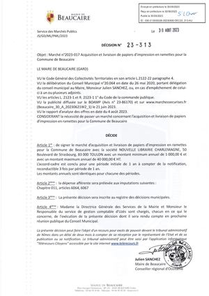 Fichier Parution Des Décisions 23 313 à 23 317 Du 30 08 2023