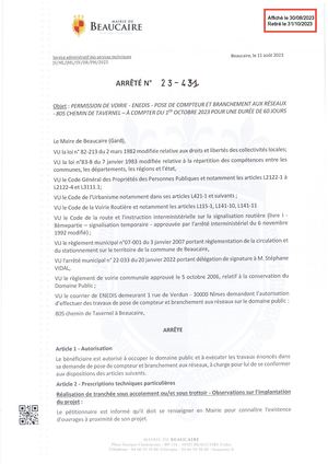 Fichier Parution Des Arrêtés 23 431 à 23 434 Du 30 08 2023