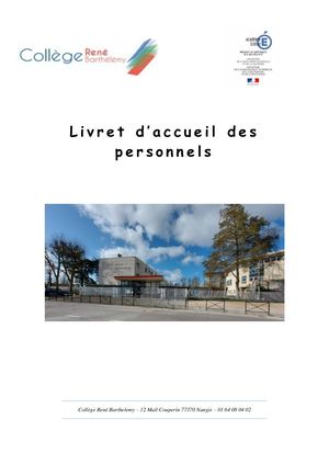 Livret d'accueil 2023 2024 René Barthélemy