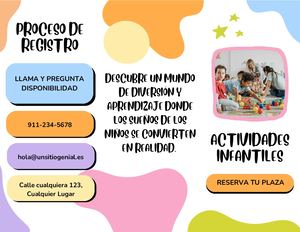 Folleto Triptico Actividades Infantiles Organico Multicolor