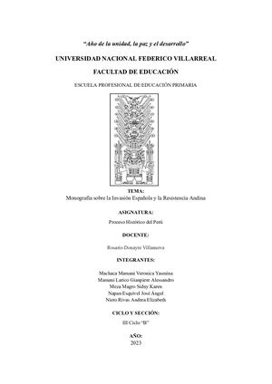 Invasión Española Y Resistencia Andina