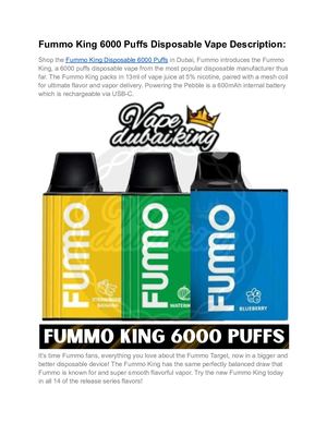 Fummo King 6000 Puffs Disposable Vape Description