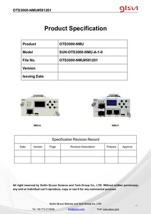 Ots3000 Nmu Network Management Unit Data Sheet 581201