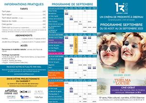 Programme Ciné | 13e Sens, Obernai | Septembre 2023