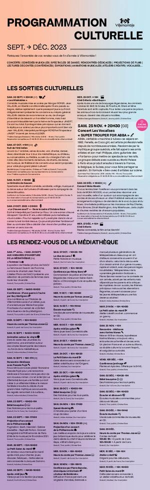 Programmation culturelle (sept-déc) 2023