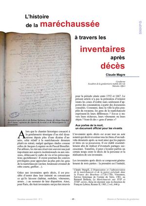 10 Rhpg 2 Histoire De La Maréchaussée À Travers Les Inventaires Magre