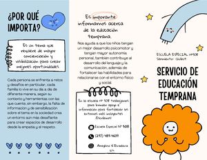 Folleto Informativo Servicio De Educación Temprana