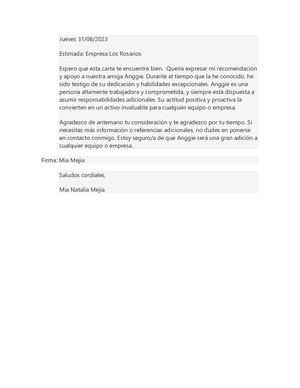 Carta De Recomendacion