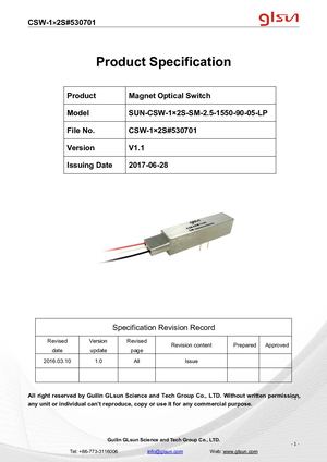 Csw 1×2s Magnet Optic Switch Data Sheet 530701