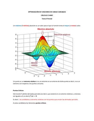 Optimización De Funciones En Varias Variables