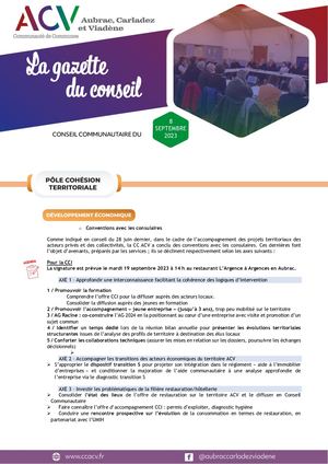 GAZETTE DU CONSEIL - 8 septembre 2023