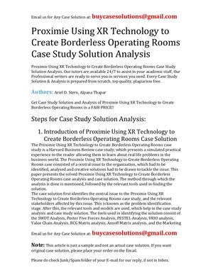 Proximie Using XR Technology To Create Borderless Operating Rooms Case Study Solution Analysis