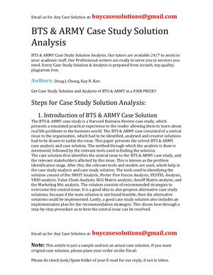 BTS & ARMY Case Study Solution Analysis