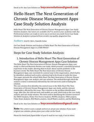 Hello Heart The Next Generation Of Chronic Disease Management Apps Case Study Solution Analysis