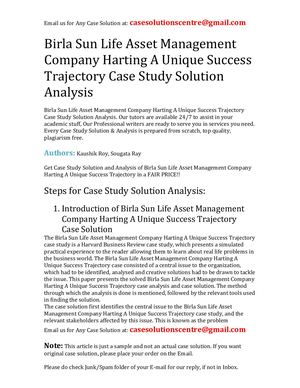 Birla Sun Life Asset Management Company Harting A Unique Success Trajectory Case Study Solution Analysis