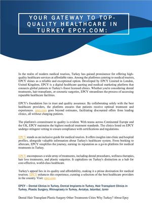 Your Gateway To Top Quality Healthcare In Turkey Epcy