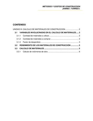 Cálculo de materiales