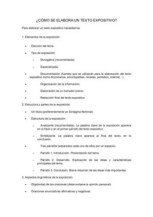 Cómo Se Elabora Un Texto Expositivo