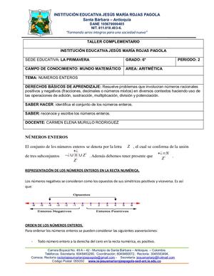 Refuerzo Matematicas 6°