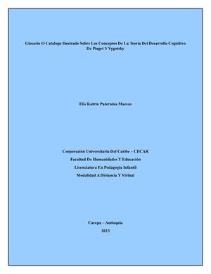 Glosario O Catalogo Ilustrado Sobre Los Conceptos De La Teoría Del Desarrollo Cognitivo De Piaget Y Vygotsky