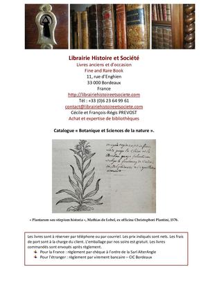 Catalogue Histoire De La Botanique Et Des Sciences De La Nature