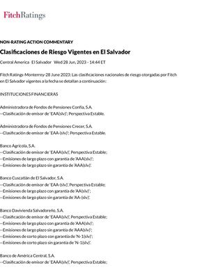 Current Risk Ratings In El Salvador