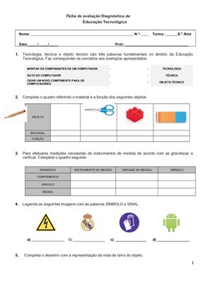 Ficha Diagnóstica + Correção ET 6º