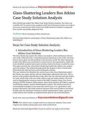 Glass Shattering Leaders Ros Atkins Case Study Solution Analysis